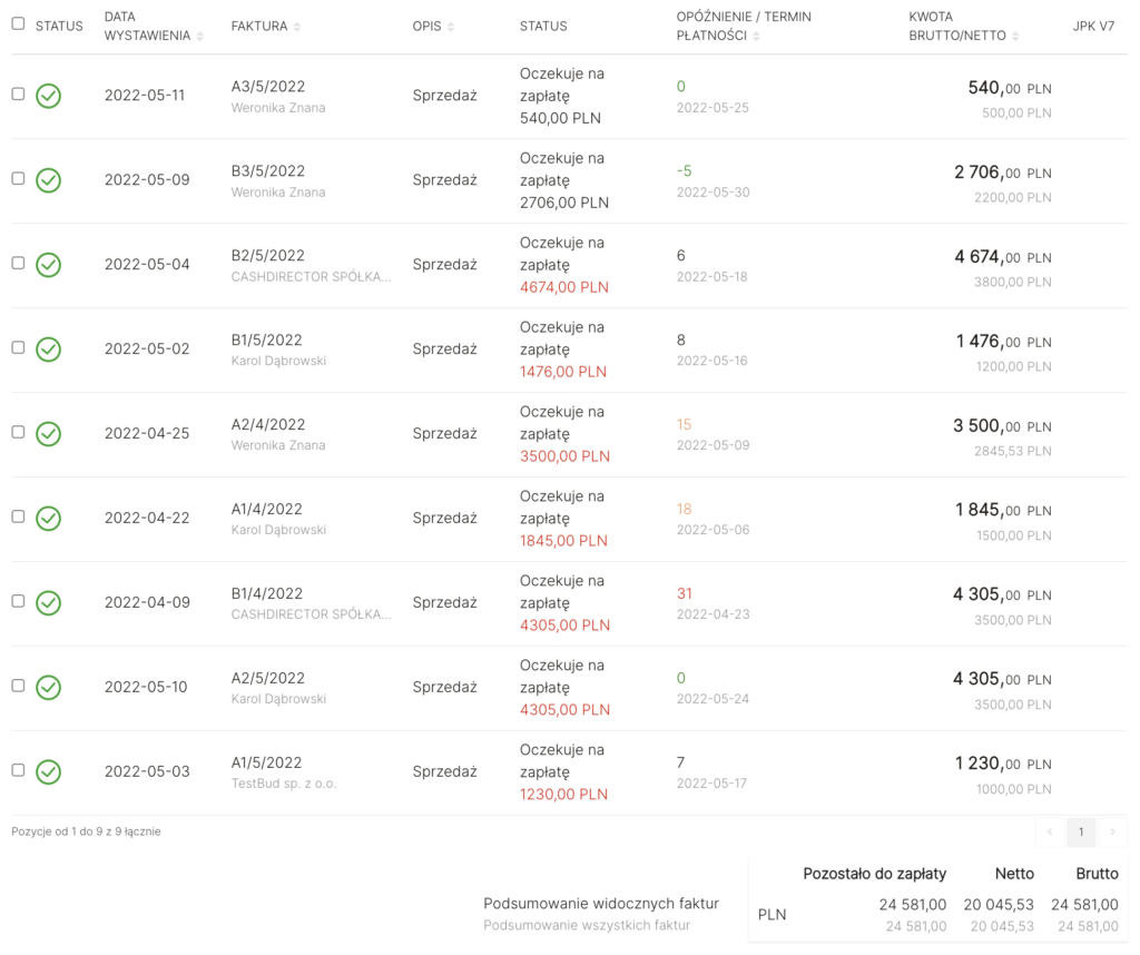 Moja Księgowa Tabela Faktury